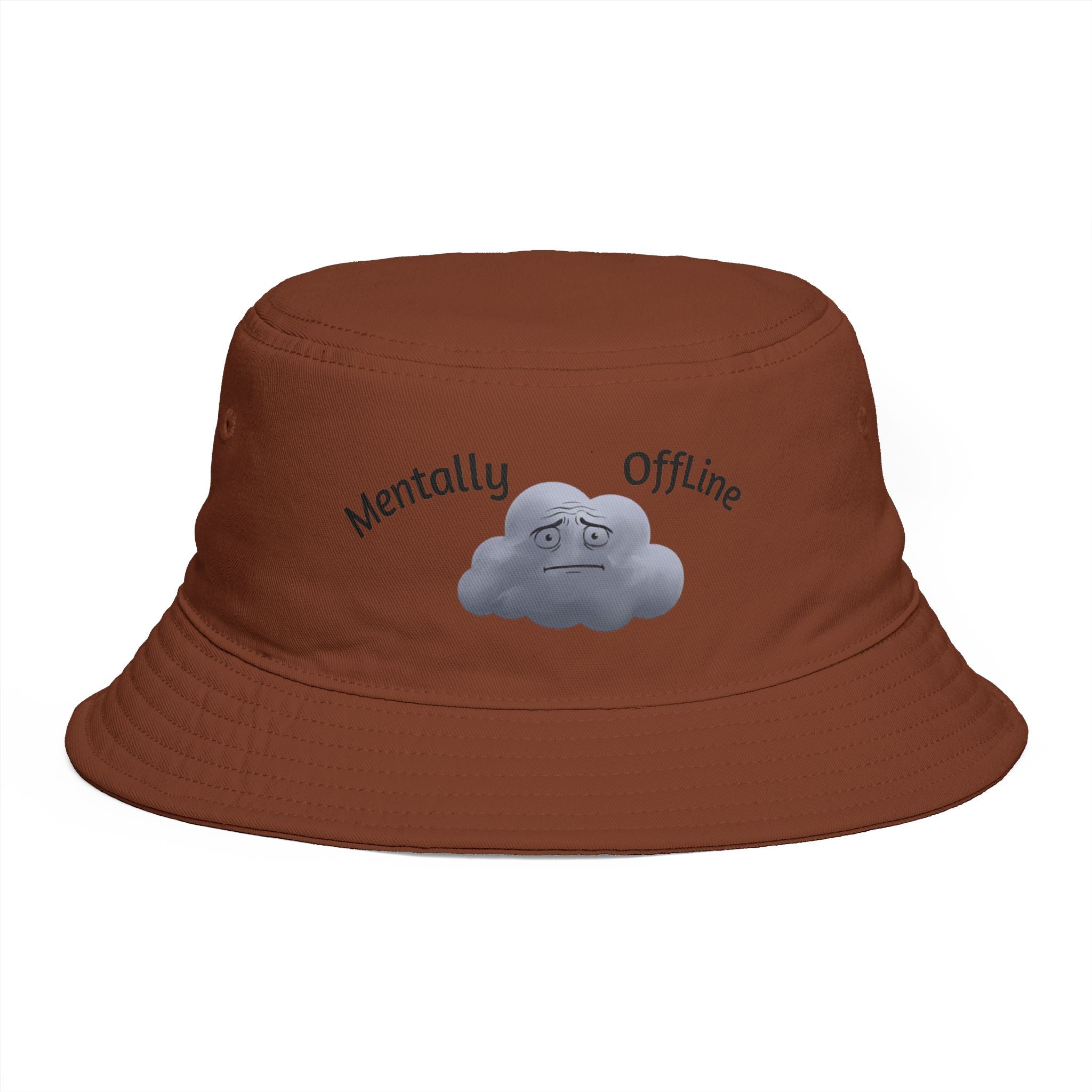 Mentally Offline Cloud Bucket Hat | Sad Cloud Illustration