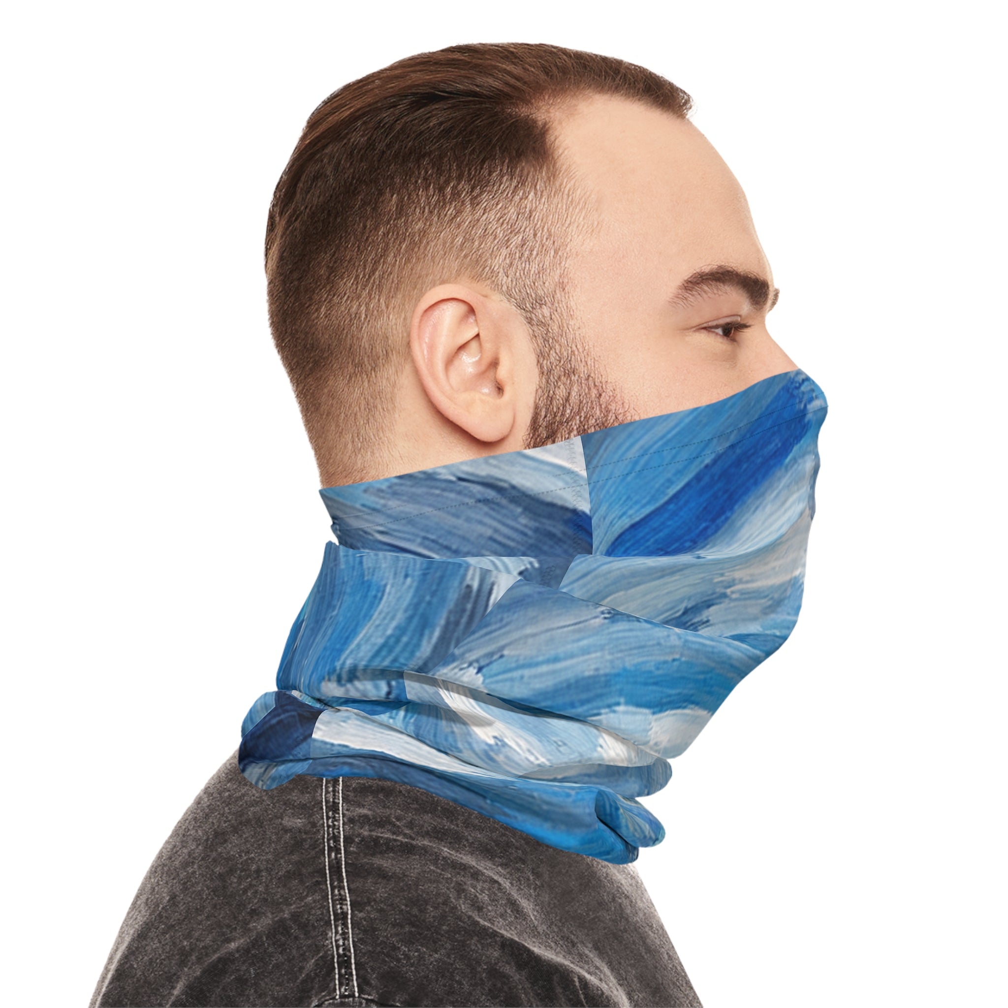 Blue Swirl Pattern Neck Gaiter | Abstract Spiral Design, Lightweight