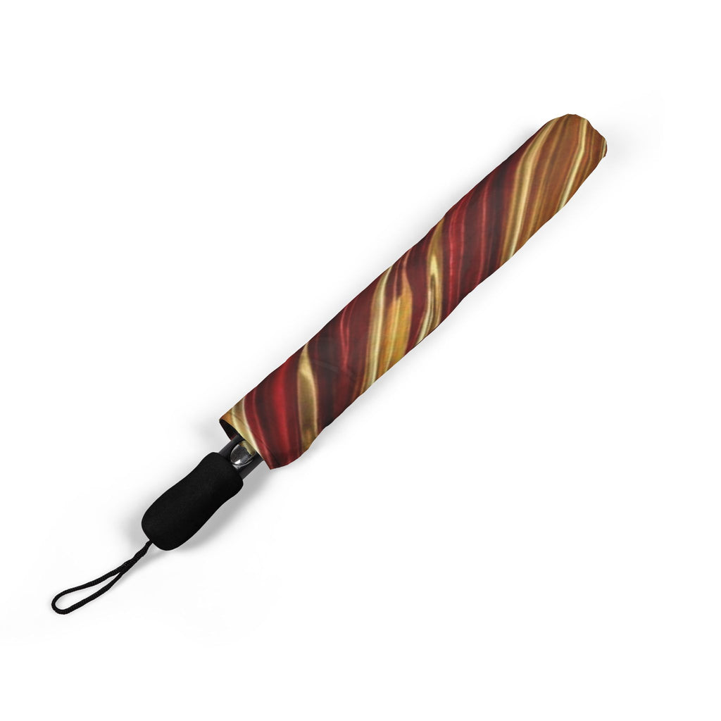 Swirled Marble Pattern Umbrella | Red & Gold Abstract Foldable Umbrella