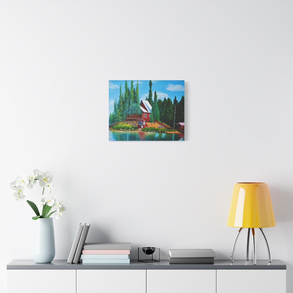 Lakeside Red Cabin /Matte Canvas