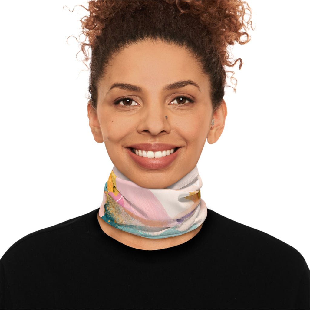 Abstract Sunset Wave Neck Gaiter | Pastel Mountain Beach Scarf