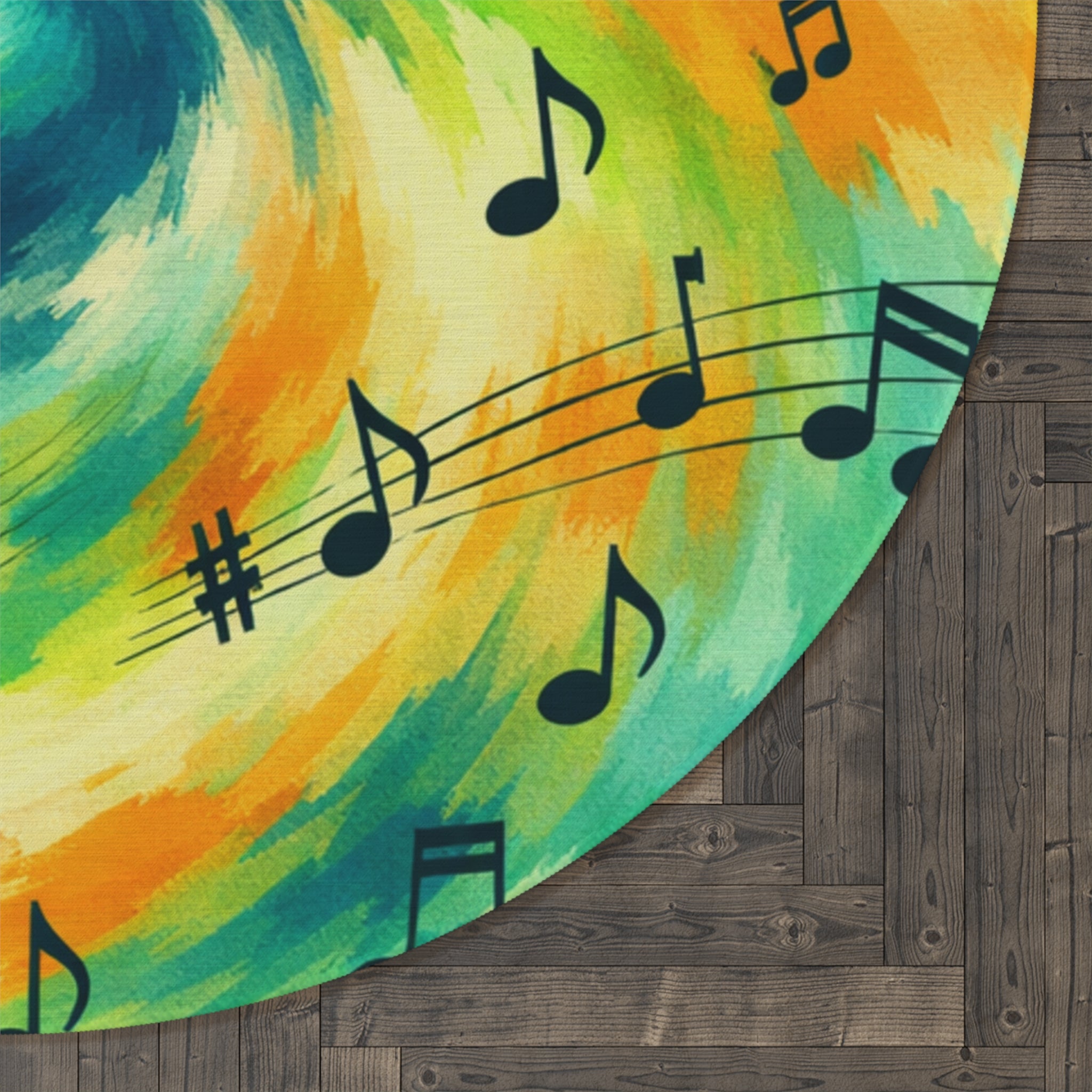 Musical Notes Swirl Round Rug | Music-Themed Round Rug
