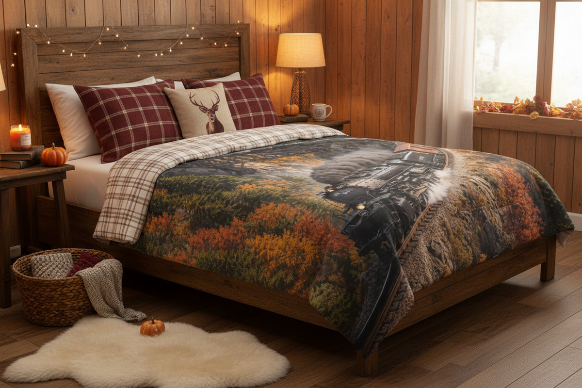 Autumn Steam Train Comforter - Bedroom