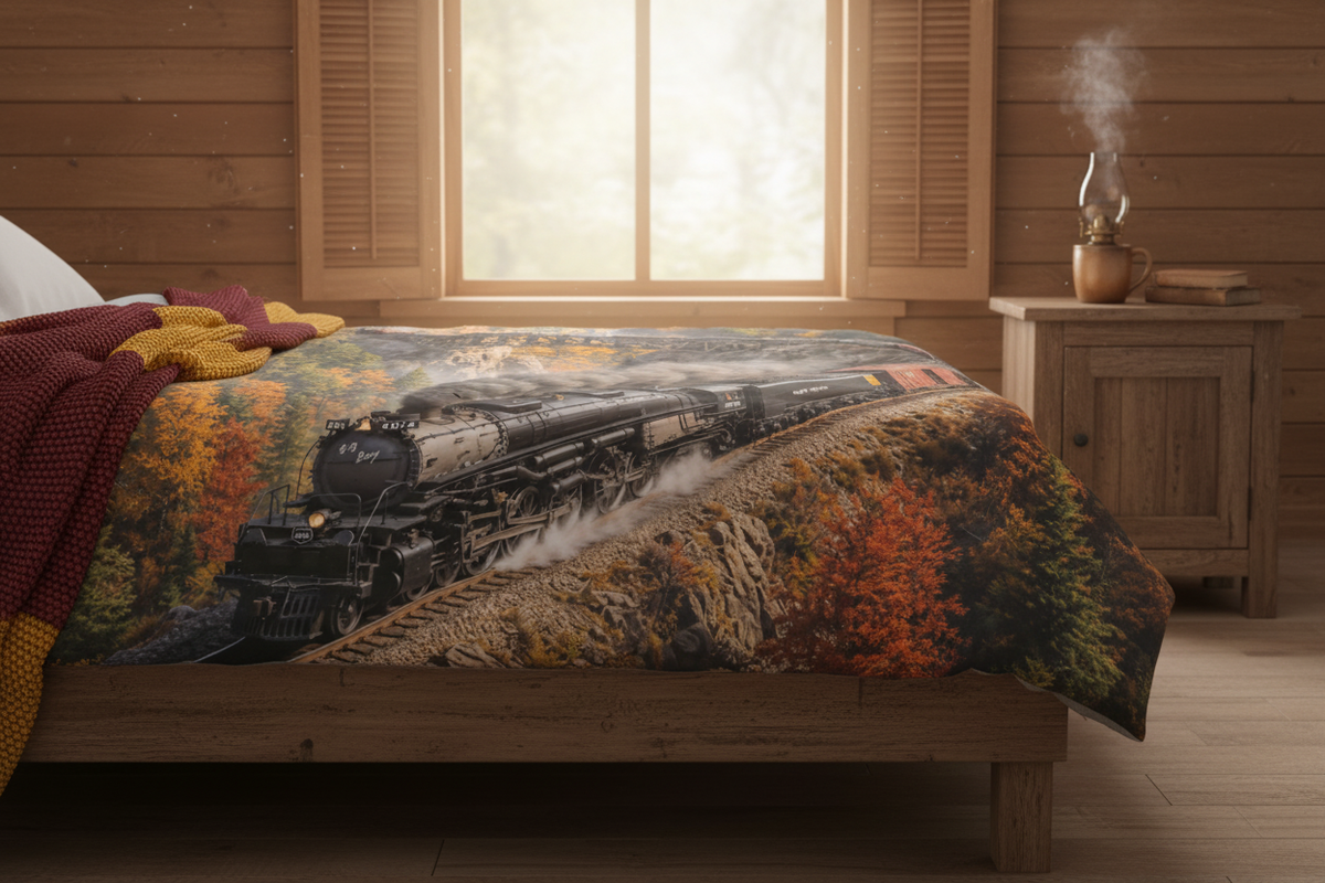 Autumn Steam Train Comforter - No Pillows
