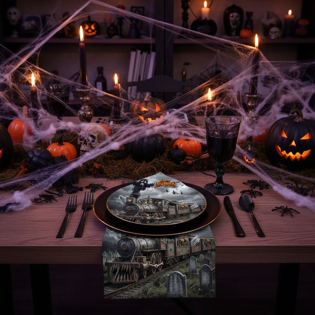 Halloween Ghost Train Napkin Lifestyle