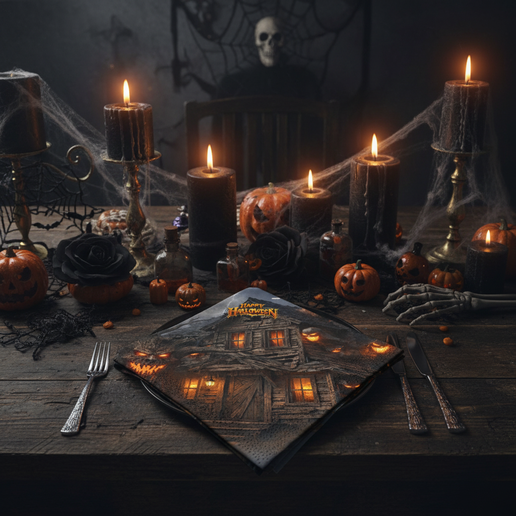 Halloween Haunted House Napkin Lifestyle
