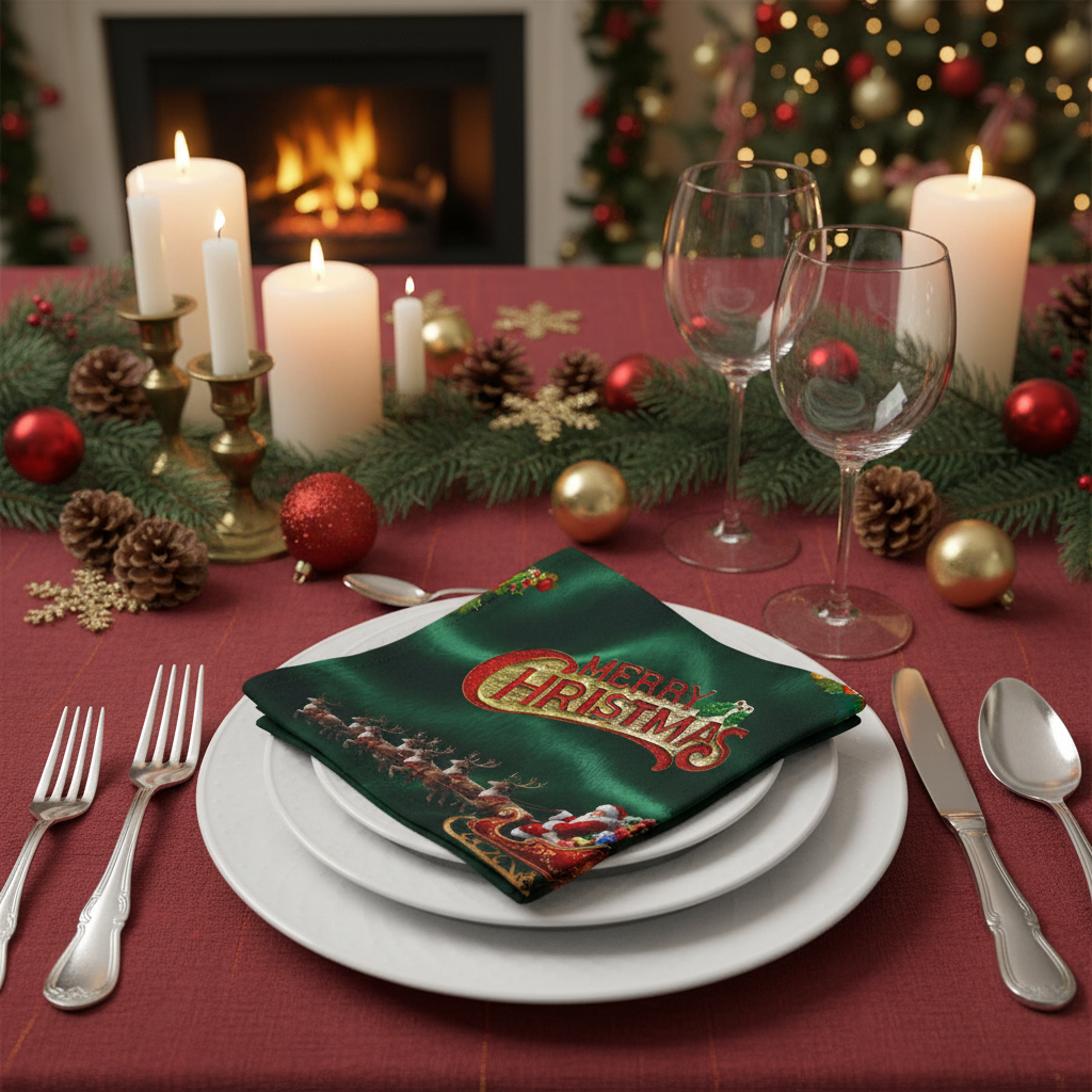 Merry Christmas Santa Napkin Lifestyle